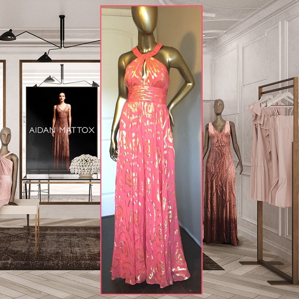 AIDAN MATTOX Metallic Silk Organza Gown 💫